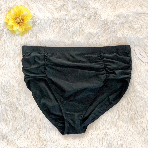 New w/tags BOUTIQUE SWIMWEAR BLACK ROUGED BOTTOMS - Picture 3 of 9